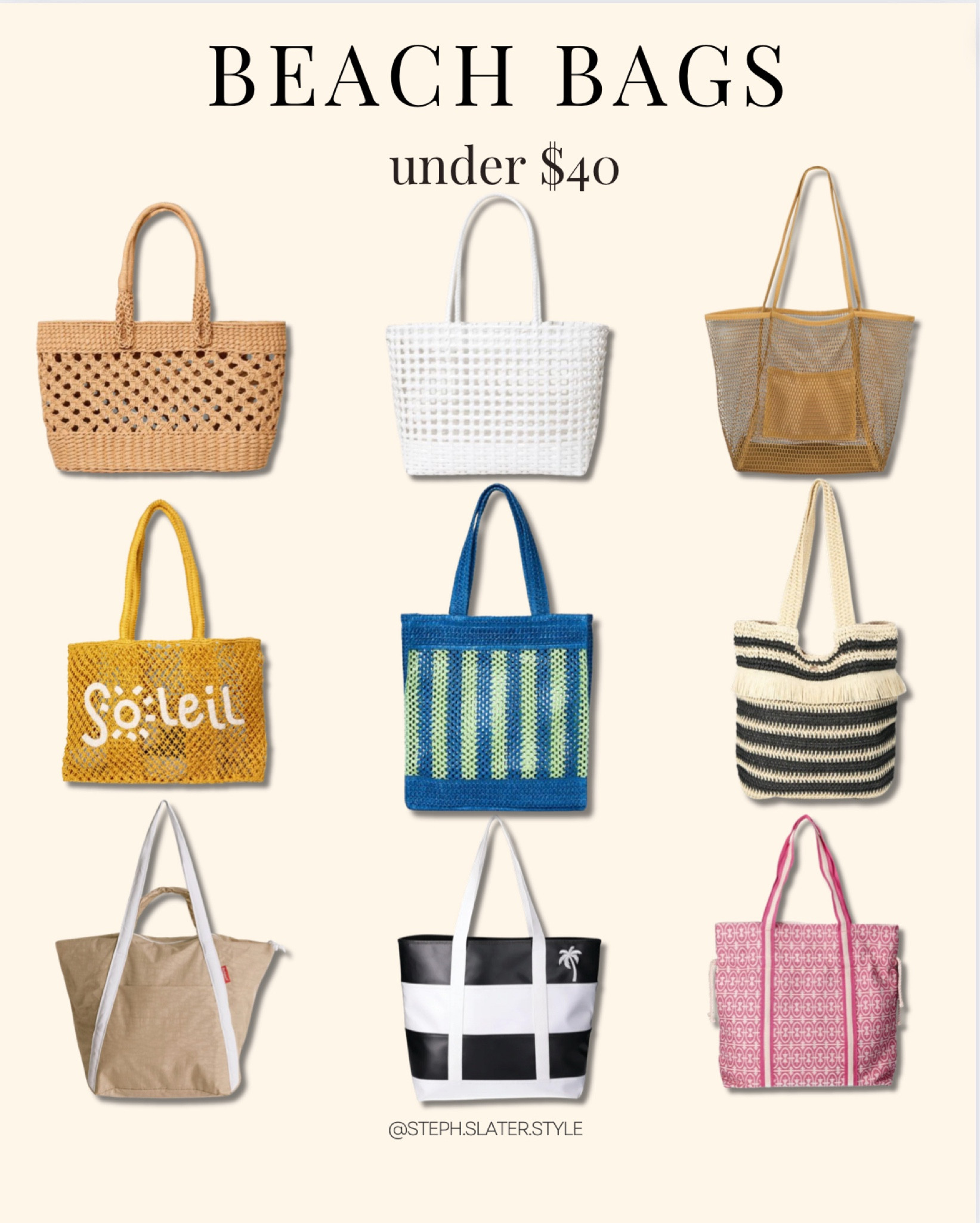 Beach Bags under $40

Target
Walmart 
Amazon

#LTKItBag #LTKSwim #LTKFindsUnder50