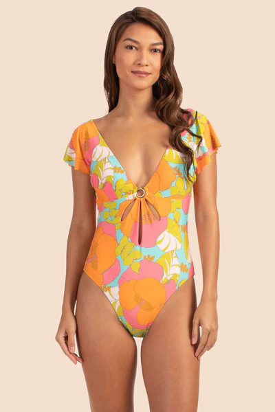 PLAYA DE FLOR FLUTTER SLEEVE MAILLOT | Trina Turk