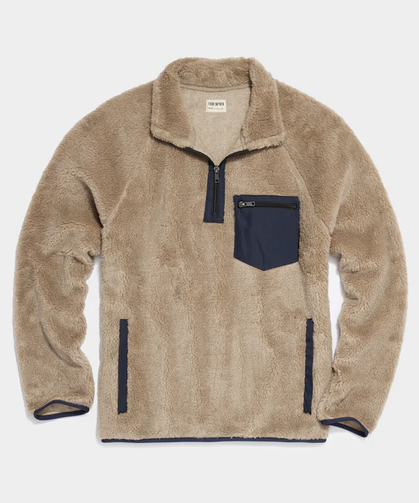 Solid Adirondack Fleece Half-Zip Mockneck Jacket In Oatmeal | Todd Snyder