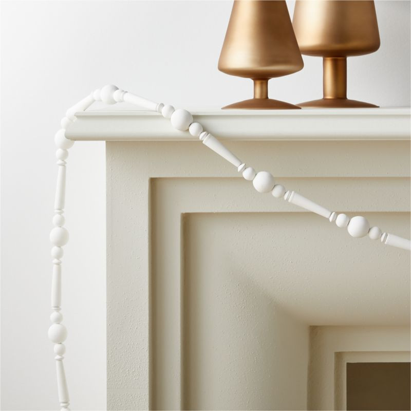 Pax Matte White Wood Bead Holiday Garland 120" | CB2 | CB2