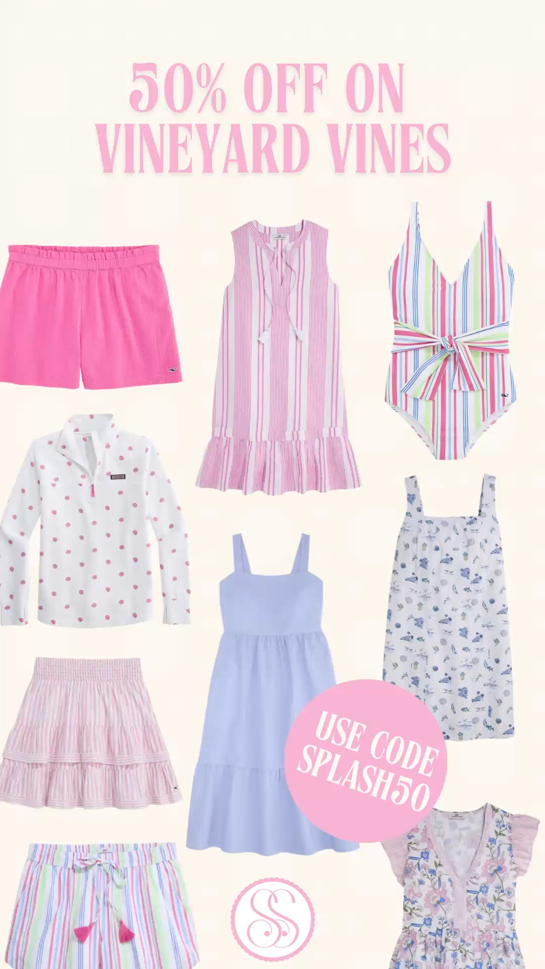 Vineyard Vines sale, Vineyard Vines 50 off, preppy summer outfits, beach vacation outfits, coastal style women, summer dresses women, swimwear women, vacation outfits women

Vineyard Vines is 50% off with code SPLASH50, and this is the preppy summer sale worth checking before sizes start disappearing.

I pulled the pieces that feel the most classic coastal: pink stripes, blue seersucker, beachy prints, bright swim, easy shorts, throw-on dresses, and that polished New England summer look Vineyard Vines does so well.

This is such a good time to grab:
✨ summer dresses women
✨ preppy vacation outfits
✨ beach vacation outfits
✨ coastal summer style
✨ Fourth of July outfits
✨ Memorial Day outfits
✨ cute swimsuits women
✨ pullovers for cool summer nights
✨ pink and blue summer outfits
✨ classic preppy style

These are the pieces that make packing easier because they already feel like the outfit: beach trips, lake weekends, resort days, family vacations, brunch, pool days, boat days, and summer plans where you want to look cute but still comfortable.

If you love Vineyard Vines dresses, Vineyard Vines swimwear, preppy summer clothes, coastal outfits women, resort wear women, beach outfits women, summer sale finds, designer sale finds, vacation style women, pink summer dress, blue summer dress, striped swimsuit, preppy skort, summer shorts women, or coastal grandmother style with a fun preppy twist, this sale is very much the moment.

Use code SPLASH50 for 50% off.

#VineyardVines #PreppyStyle #CoastalStyle #SummerOutfits #VacationOutfits #BeachVacation