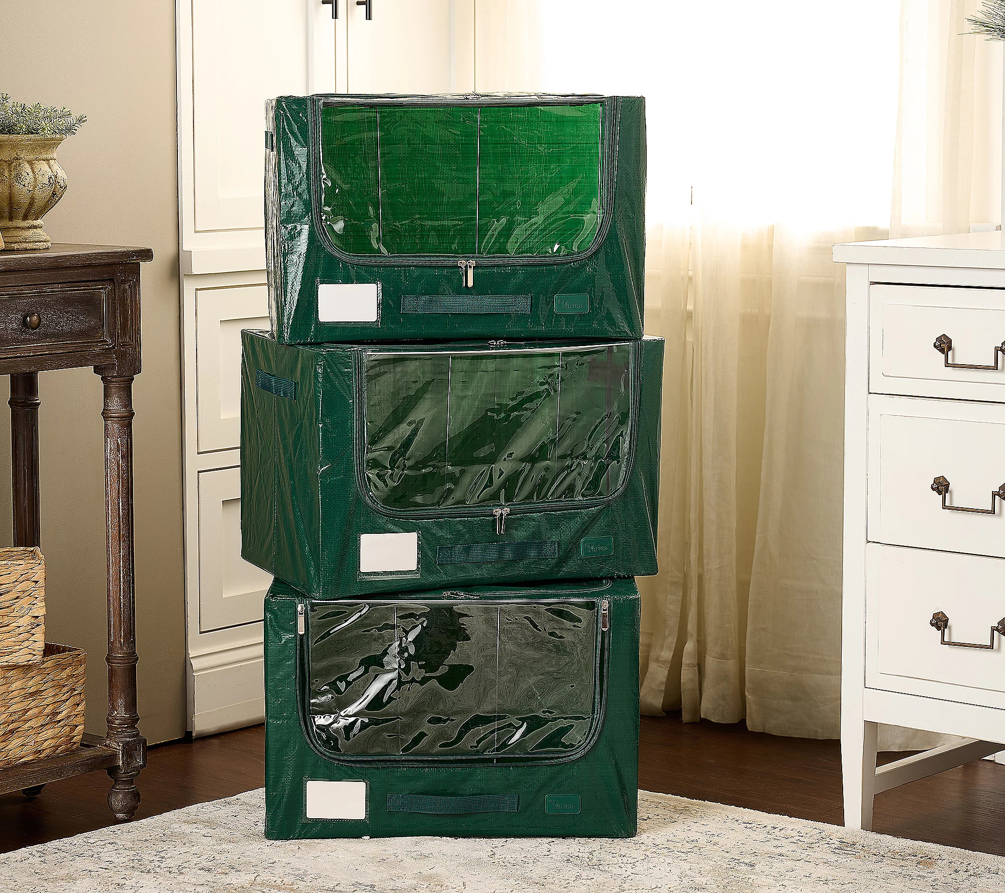 As Is Periea S/3 Large Collpasible TarpStorage Boxes | QVC
