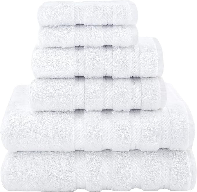 American Soft Linen Luxury 6 Piece Towel Set, 2 Bath Towels 2 Hand Towels 2 Washcloths, 100% Cott... | Amazon (US)