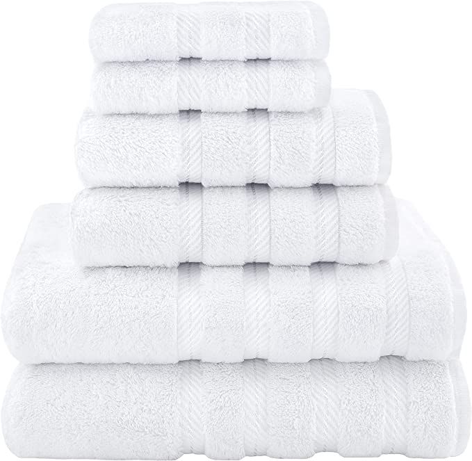 American Soft Linen Luxury 6 Piece Towel Set, 2 Bath Towels 2 Hand Towels 2 Washcloths, 100% Cott... | Amazon (US)
