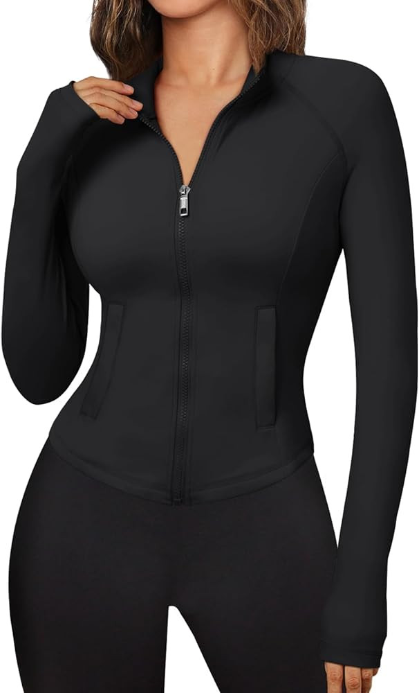 Trendy Queen Women's Full Zip Up Scrubs Lightweight Jacket Cropped Long Sleeve Workout Sweatshirt... | Amazon (US)