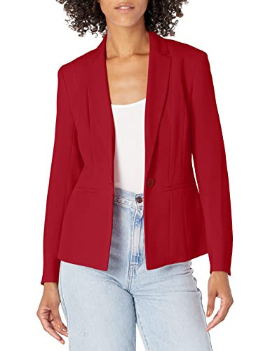 Kasper Women's Plus Size 1 Button Panel Seamed Jacket W/ 2 Slit, Crimson, 14 | Amazon (US)