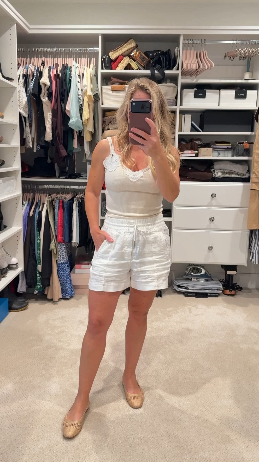 Sometimes the simplest outfits are the ones I reach for most. 🤍 A lace-trim tank, linen shorts, and woven flats create an effortless summer look that feels polished without sacrificing comfort. These are the pieces that earn their place in a signature wardrobe because they mix and match with almost everything. I’ve linked this look and similar favorites below.

#LTKSummer #CapsuleWardrobe #ClassicStyle #EffortlessStyle #SummerOutfit #LTKFashion #EverydayStyle

#LTKootd #LTKPetite #LTKSeasonal