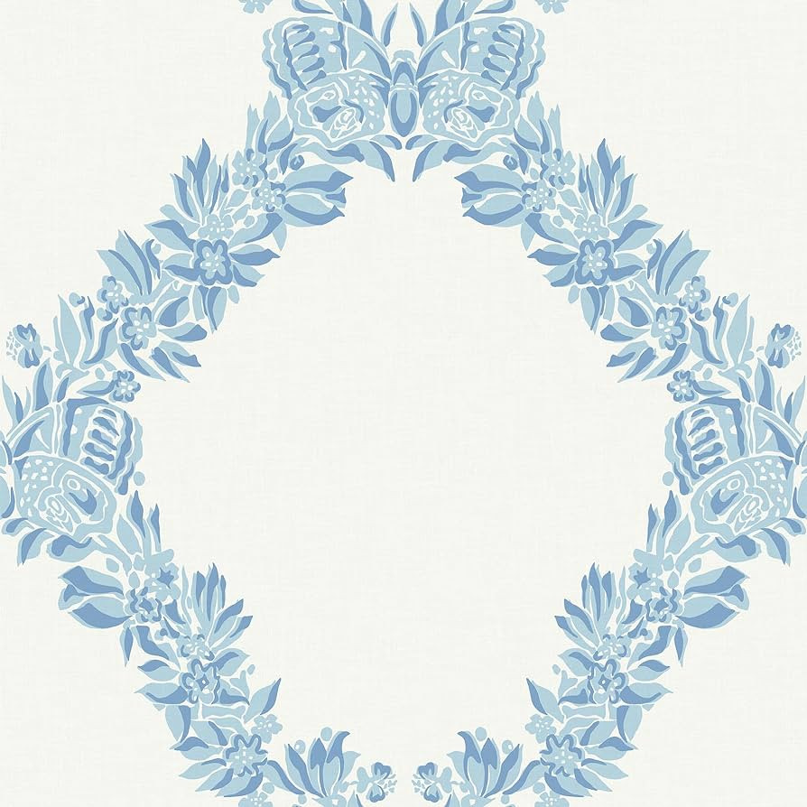 Scalamandre Sky Blue Wreath Peel & Stick Wallpaper | Amazon (US)