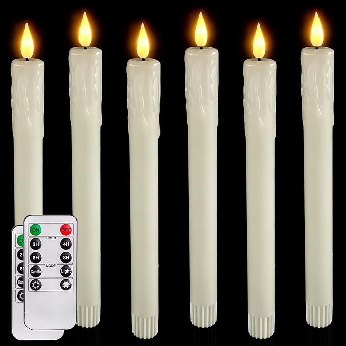 Amazon.com: 5plots Drip Wax Look Flameless Flickering Taper Candles with 2 Remotes and Timer，Re... | Amazon (US)
