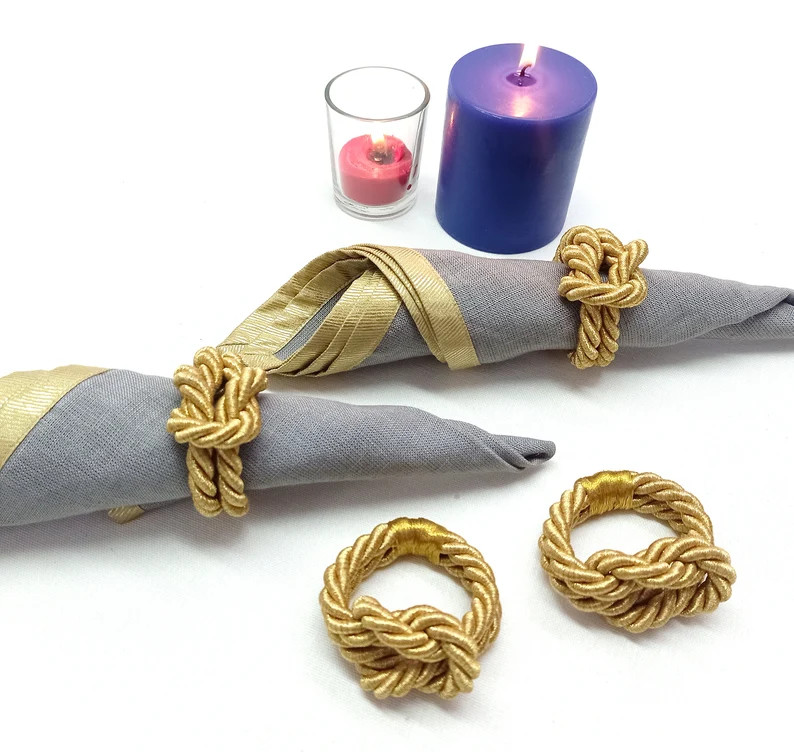 Gold Knot Napkin Rings: Resin Table Decor, Set of 4 - Etsy | Etsy (US)