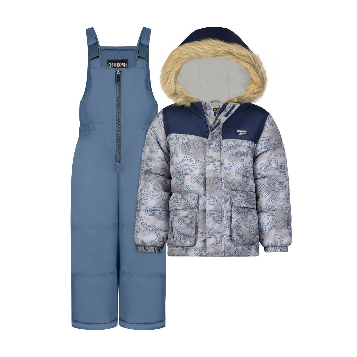 OshKosh B'gosh® Toddler Boys' Camouflage Snow Bib and Jacket Set Blue 3T | Target