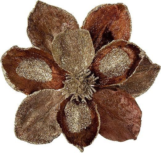 10’’ Large Heads Christmas Glitter Magnolia Flowers Christmas Tree Ornaments Set of 3 Artific... | Amazon (US)