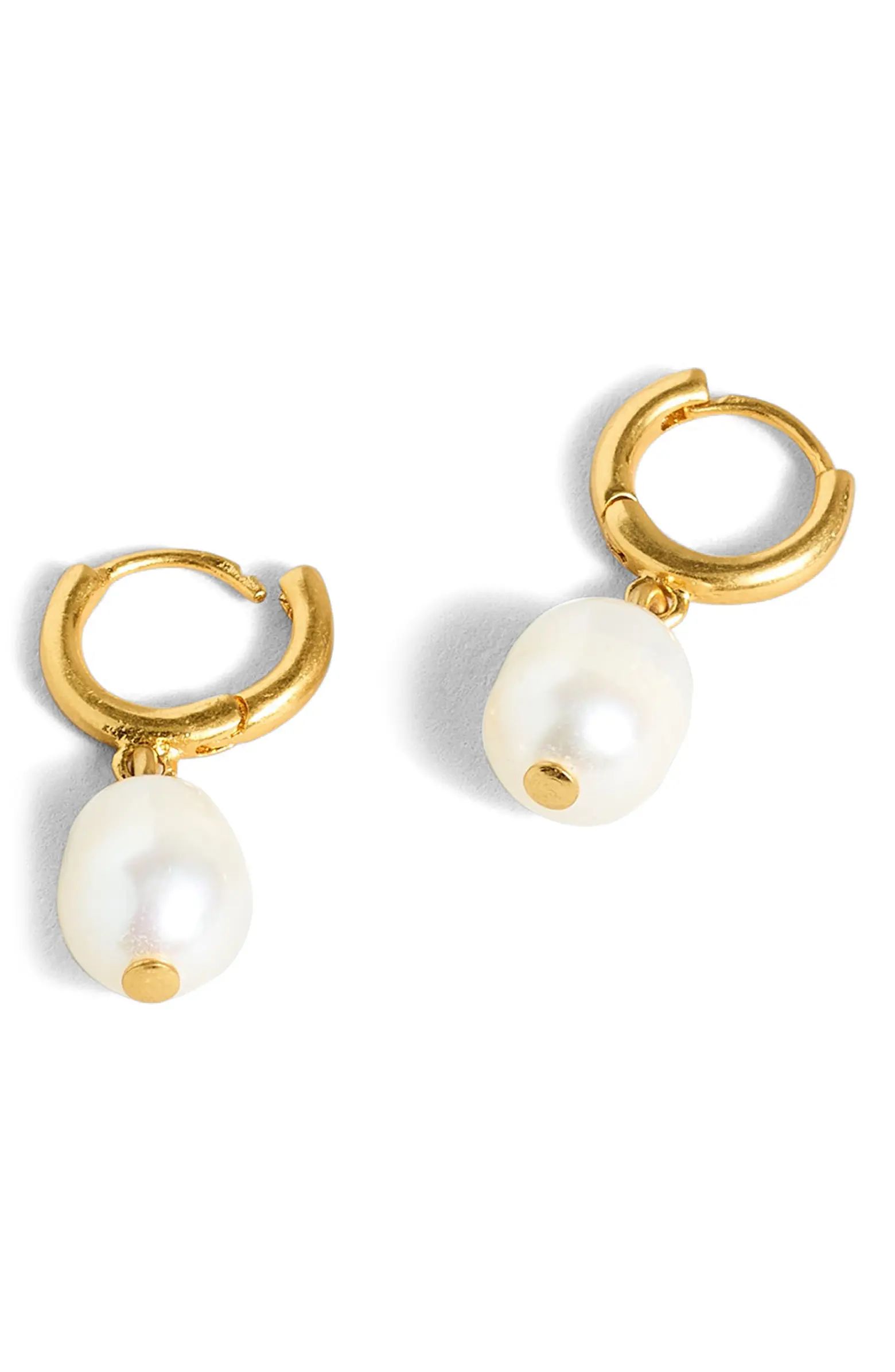 Pearl Charm Huggie Hoop Earrings | Nordstrom