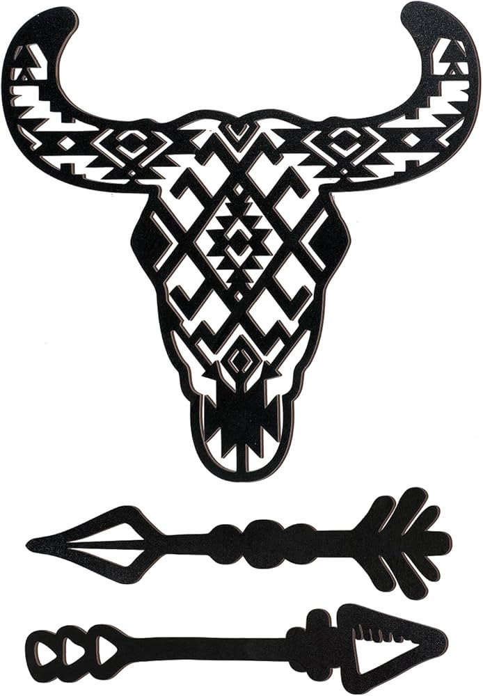 3 Pieces Wooden Hanging Decor Longhorn Skull Wall Art Outdoor Cow Horns Decoration Wooden Bull Ho... | Amazon (US)