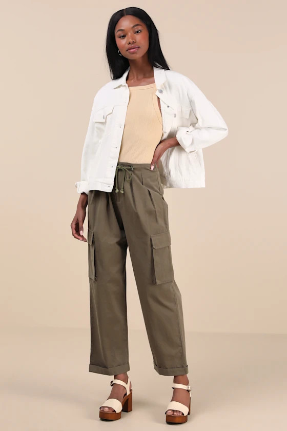 Greeta Olive Green Straight Leg Cargo Pants | Lulus