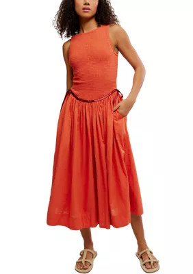 Free People Women's Nightingale Seersucker Midi Dress, XS | Belk