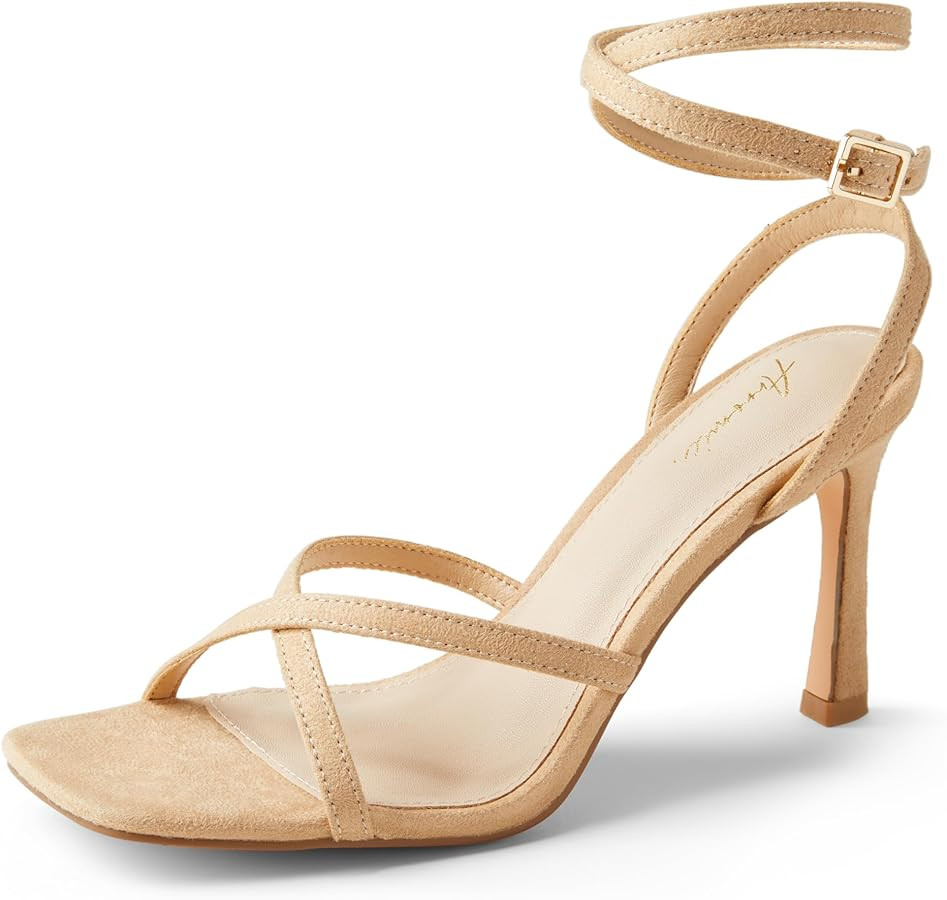 Arromic High Heels for Women Strappy Stilettos Heels Square Open toe Heeled Sandals Buckle Ankle ... | Amazon (US)