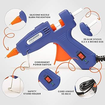 Mini Hot Glue Gun with 30 Glue Sticks for Crafts School DIY Arts Home Quick Repairs, 20W, Blue | Amazon (US)