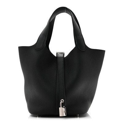 Hermes Taurillon Clemence Picotin Lock 18 PM Black | FASHIONPHILE (US)