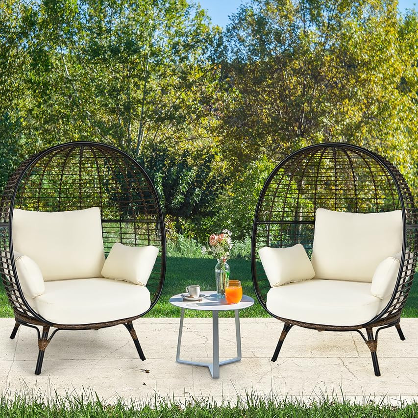 Best Choice Products Wicker Egg Chair, Oversized Indoor Outdoor Lounger for Patio, Backyard, Living  | Amazon (US)