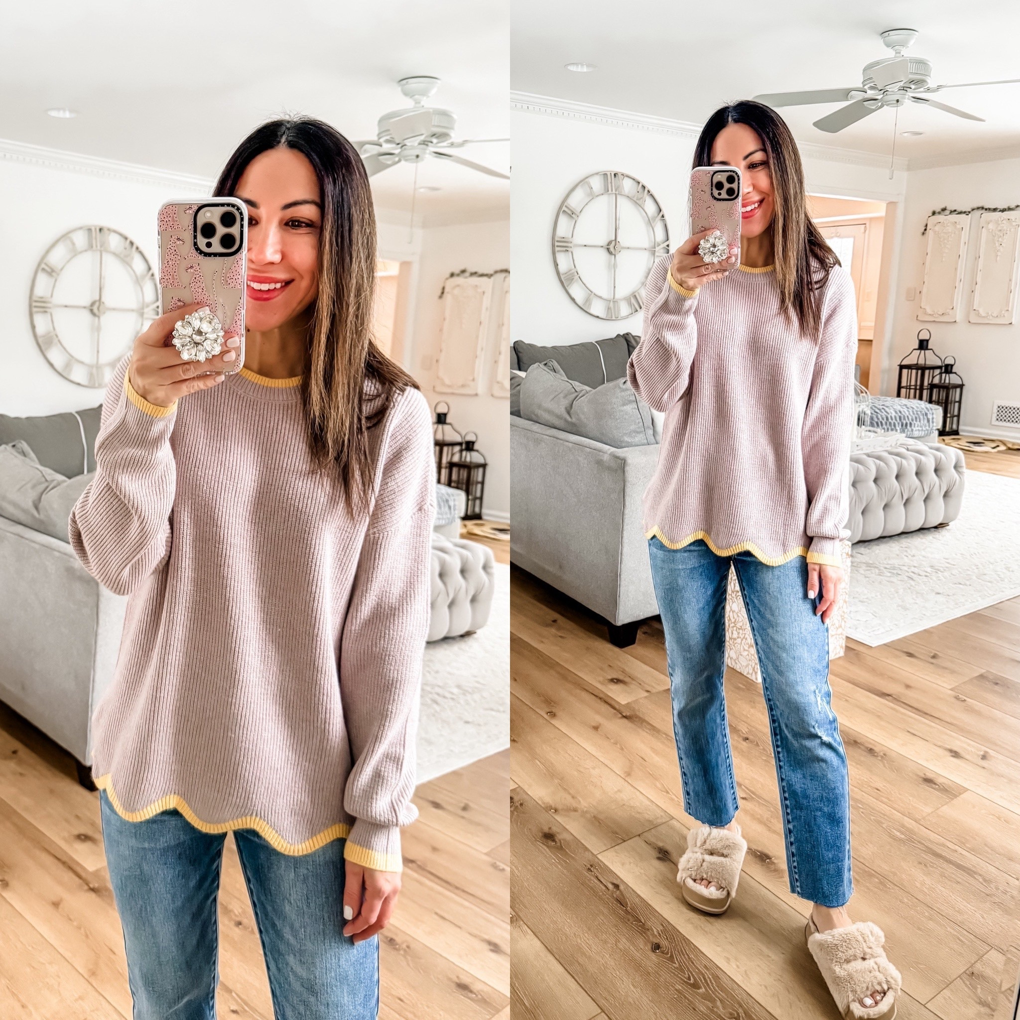 Small sweater. Jeans 25. I cut them. Shoes size up.

#LTKOver40 #LTKSaleAlert #LTKootd