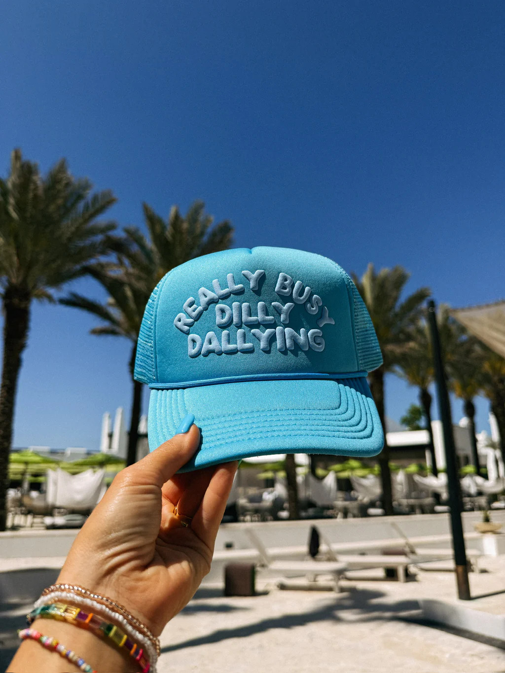 ETTA OG | dilly dallying trucker hat - blue | Etta & East
