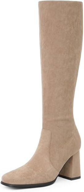 Modatope Knee High Boots Women Chunky Heel Square Toe Heeled Tall Boot for Women Fashion Side Zip... | Amazon (US)