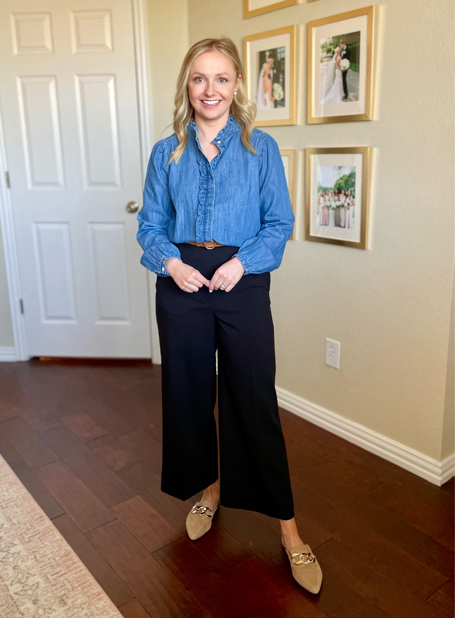 Wearing an XSP in shirt and 2P in pants | teacher outfit, workwear, chambray shirt 

#LTKworkwear #LTKSeasonal #LTKFind