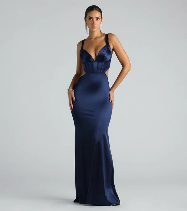 Sloane Satin Corset Formal Dress | Windsor Stores