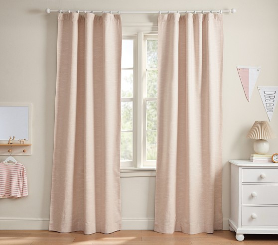 Evelyn Linen Blend Blackout Curtain | Pottery Barn Kids