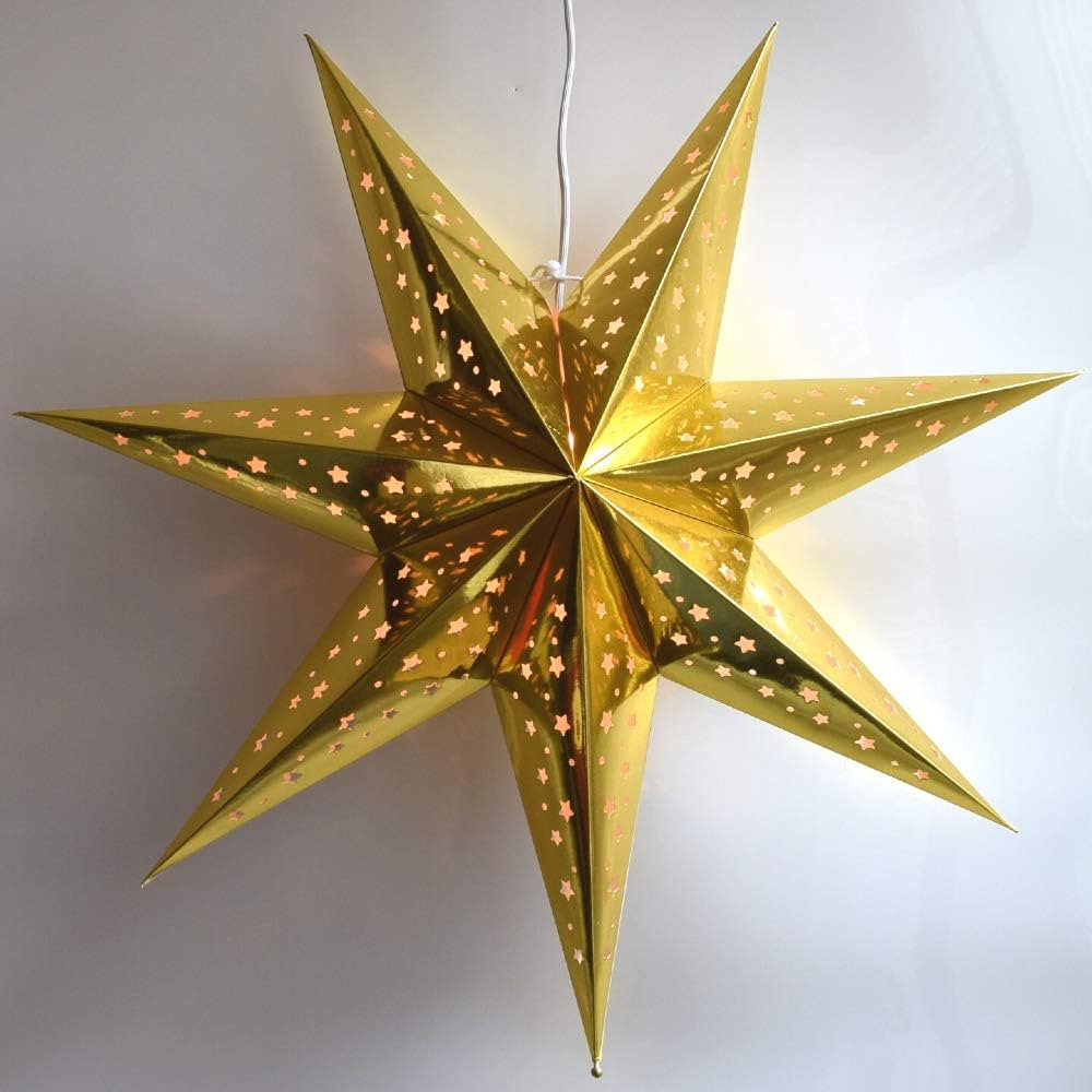 Paper Star Lantern Decoration (Galaxy Gold 7-Point Shining Star) - Perfect for Weddings, Christma... | Amazon (US)