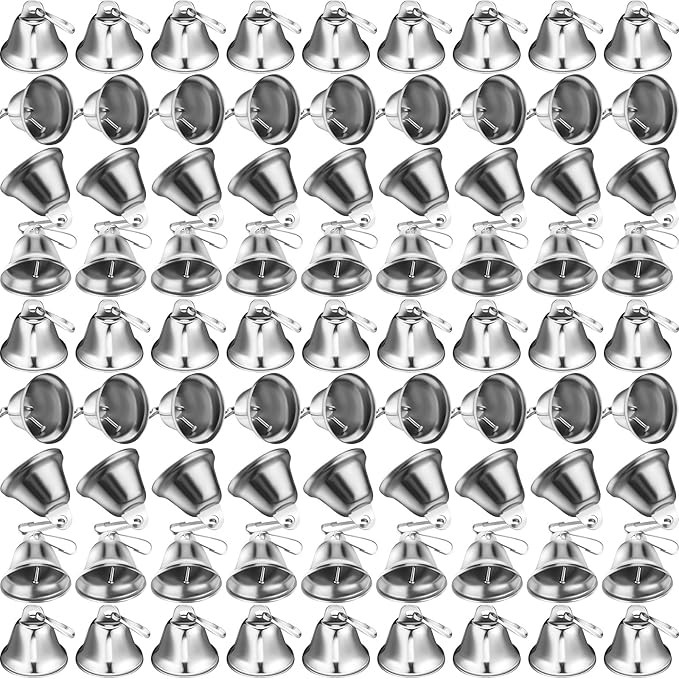Shimeyao 100 Pieces Bells Jingle Bells 1.5 x 1.57 Inch Vintage Small Bells with Spring Hooks for ... | Amazon (US)