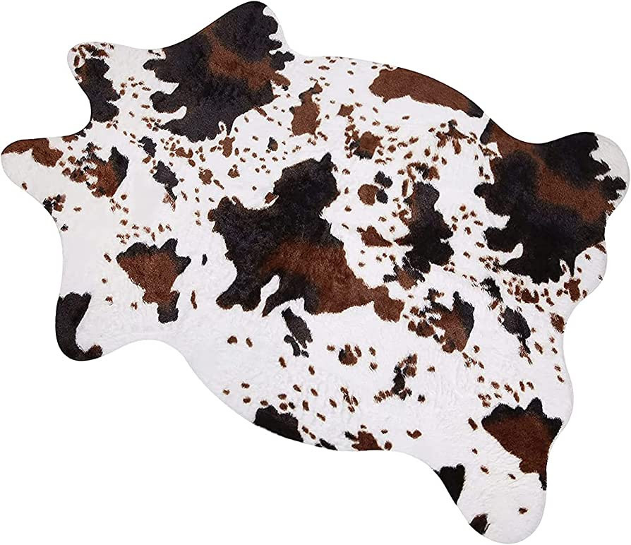 MACEVIA Faux Cowhide Rug Cute Cow Print Rug Animal Area Carpet Western Decor for Living Room Bedr... | Amazon (US)