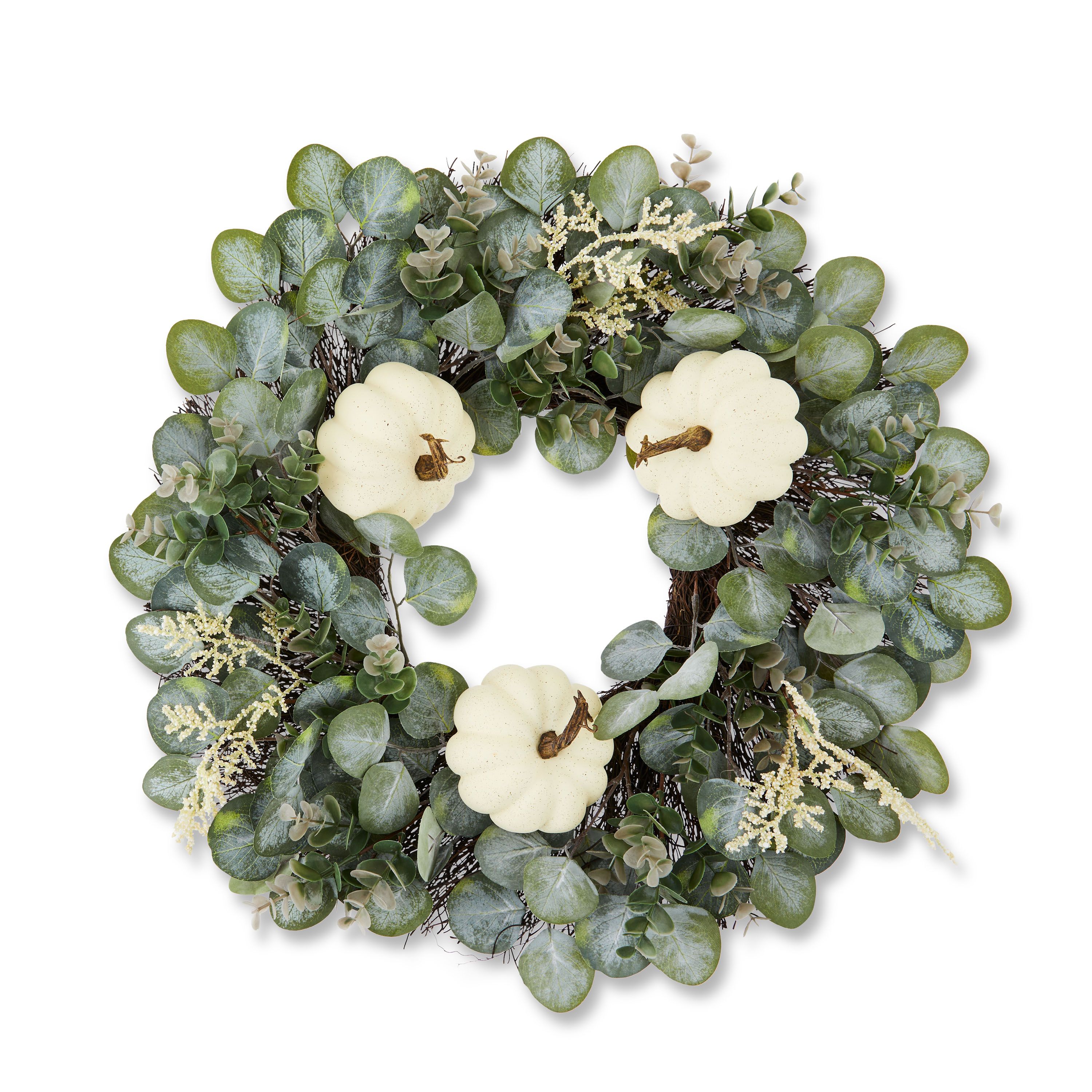Fall, Harvest Eucalyptus and Cream Pumpkin Wreath Decoration, 24 in Dia, Way to Celebrate | Walmart (US)