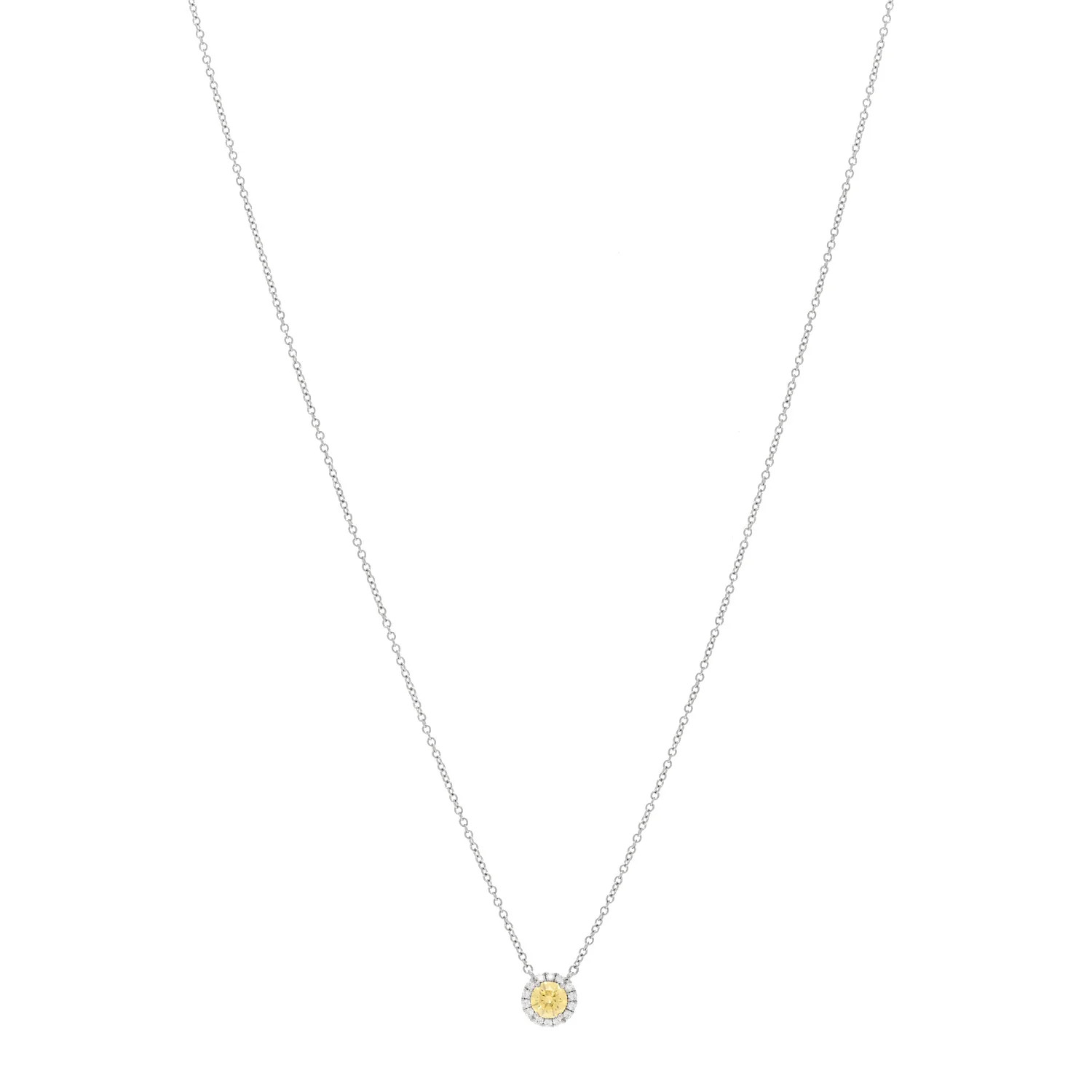 Platinum Fancy Vivid Yellow Diamond .32ct Soleste Pendant Necklace | FASHIONPHILE (US)