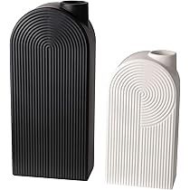 TERESA'S COLLECTIONS Ceramic Modern Vase Set of 2, Black and White Geometric Decorative Vases for... | Amazon (US)
