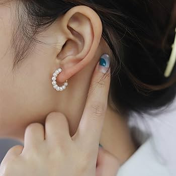 Sereney Pearl Earrings for Women with 14K Gold Sterling Silver 20mm Fashion Open Circle Pearl Hoo... | Amazon (US)