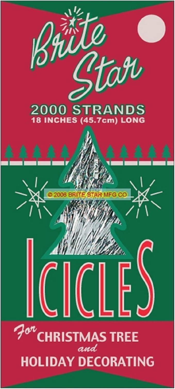Brite Star Icicles Tinsel,Polyvinyl Chloride, 2000 Strand, Silver, Count | Amazon (US)
