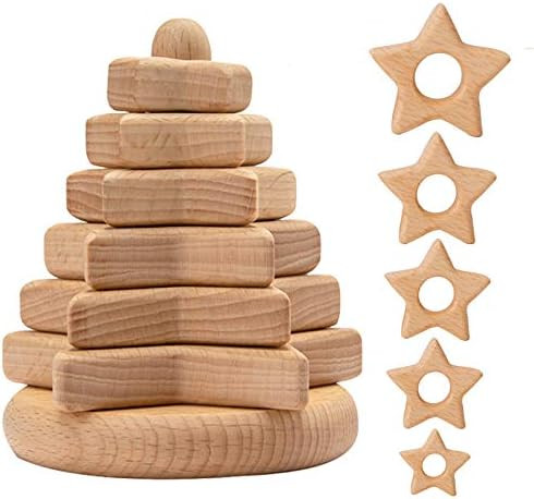 Promise Babe Wooden Stacking Toy Star Stacking Rings Toy Stacker Tower for Toddler Montessori Woo... | Amazon (US)