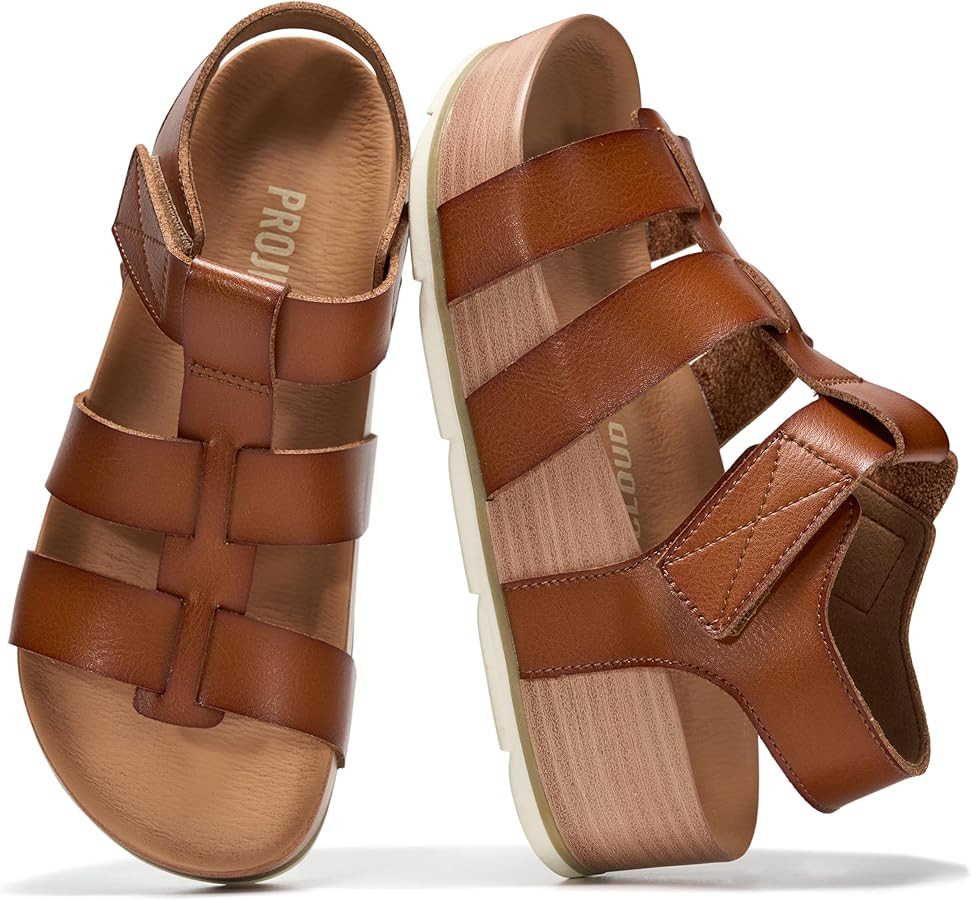 Project Cloud Platform Sandals Women \u2013 Strappy Wedges with Comfortable Plush & Soft Insole \... | Amazon (US)