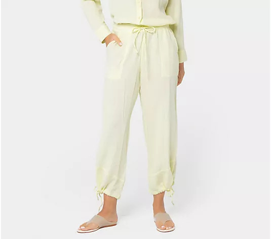 Peace Love World Regular Washed Cotton Gauze Pants with Hem Detail - QVC.com | QVC