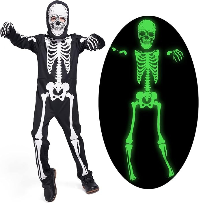 Sincere Party Kids Skeleton Costume Glow in the Dark Skeletons Halloween Skeleton Costumes for Bo... | Amazon (US)