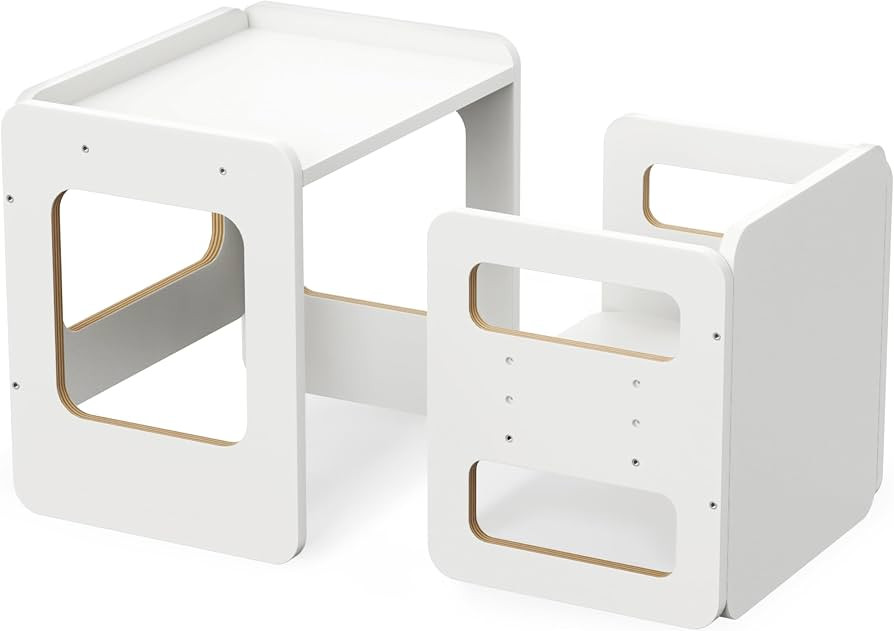 Tilhumt Montessori Weaning Table and Chair Set for Kids, Toddler Table and Chair Set, Adjustable ... | Amazon (US)