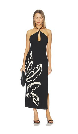 SEVEN WONDERS Brontie Keyhole Halter Midi Dress in Black,White. - size XS | Revolve Clothing (Global)