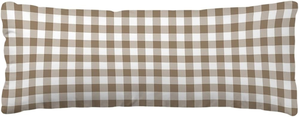 Body Pillow Covers,Country Style Brown and White Checkered Plaid Gingham Decorative Pillow Cover ... | Amazon (US)