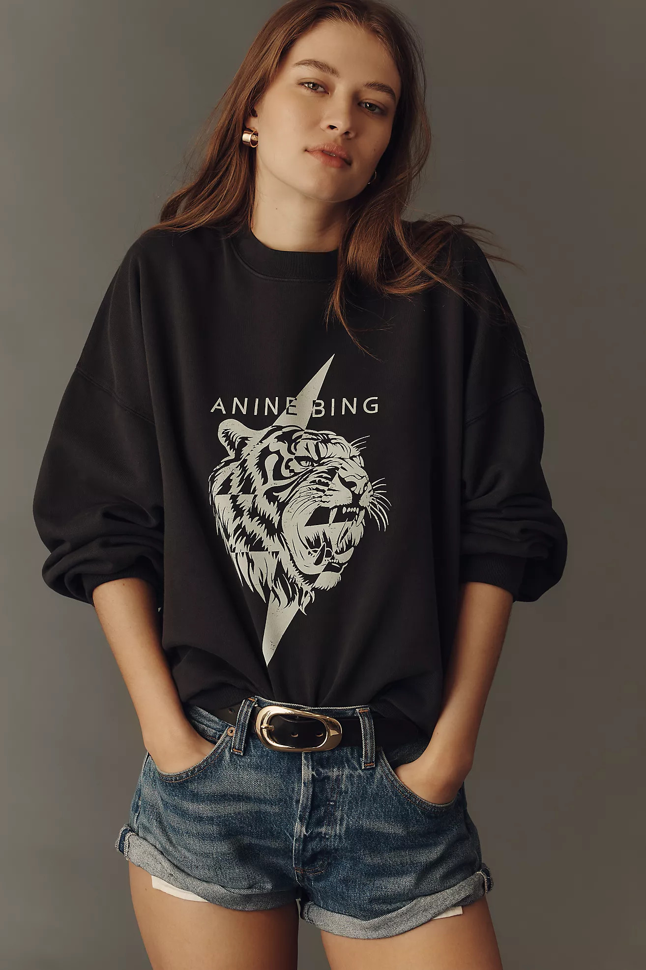 Anine Bing Miles 100% Cotton Tiger Graphic Sweatshirt | Anthropologie (US)