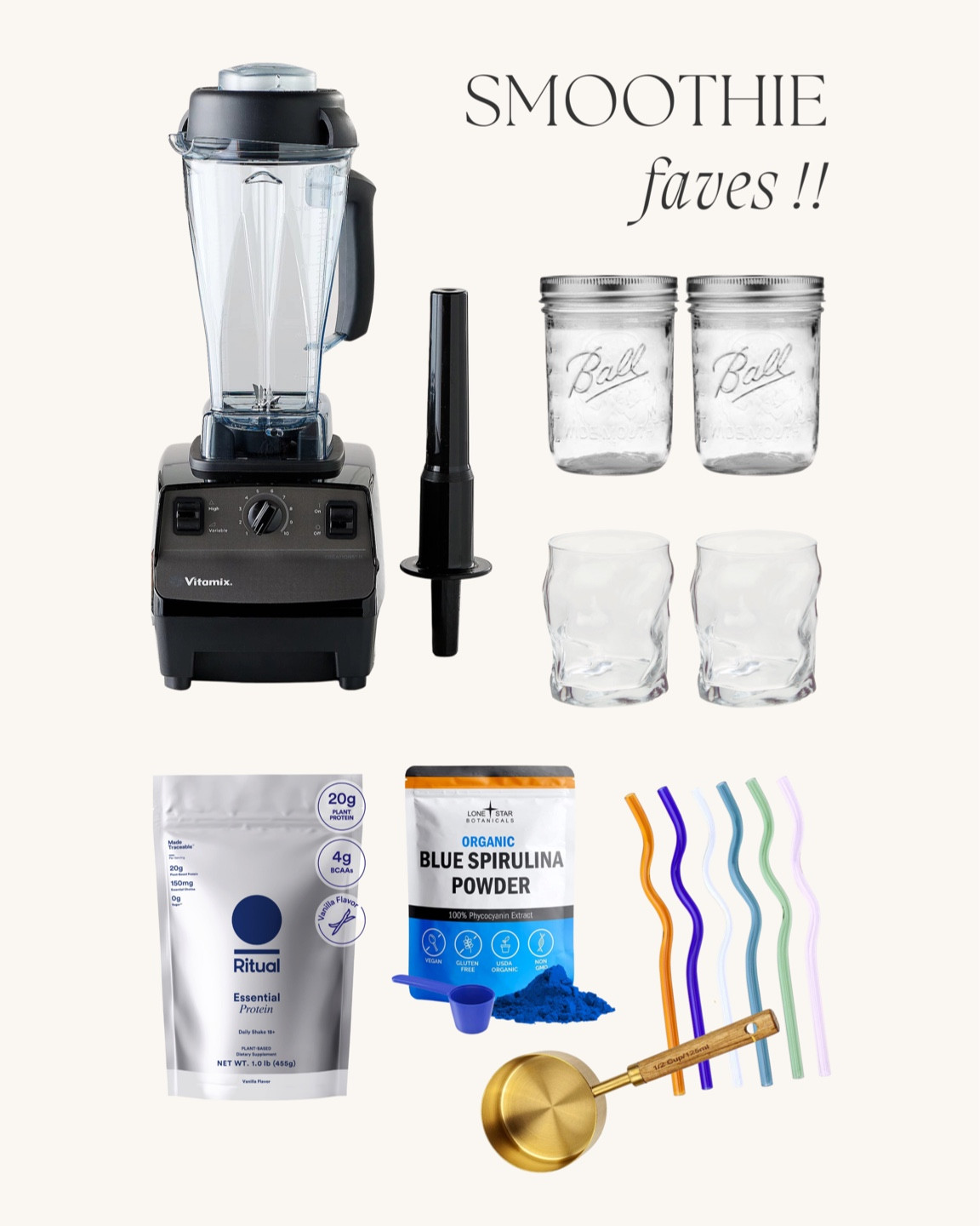Almost $200 off right now!! 64oz vitamix! Our fave thing to use for smoothies it blends SO well 😍 yellow is sold out but all other colors in stock! + some other smoothie faves 