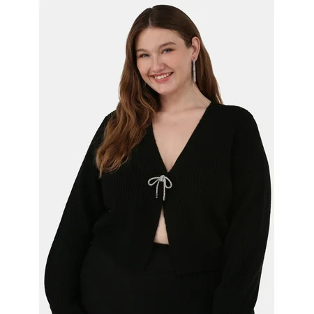 No Boundaries Rhinestone Bow Cardigan Women s | Walmart (US)