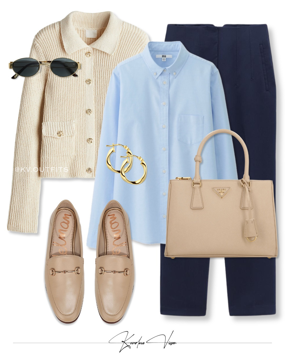 OOTD Beige & blue tones 💙

Light beige cardigan, blue shirt, navy high waisted trousers, beige leather loafers, beige leather bag. 

Cardigan - H&M
Shirt - Uniqlo
Trousers - Zara 9929/132
Shoes - Sam Edelman
Bag - Prada
Sunglasses - H&M

Tags: light beige ribbed cardigan h&m blue shirt uniqlo navy high waisted trousers zara sam edelman loraine loafers prada galleria medium sand bag gold frame sunglasses small gold hoop earrings chic outfit workwear comfy work outfit spring outfit summer outfit 

#LTKsummer #LTKworkwear #LTKstyletip