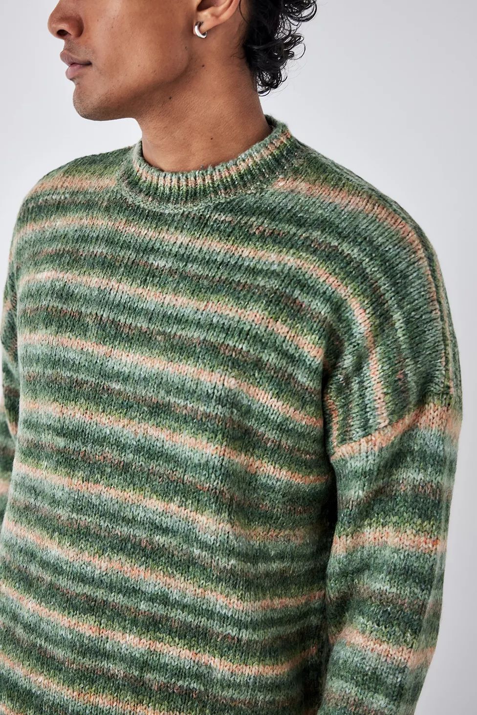 UO Nomad Hollie Green Striped Knit Jumper | Urban Outfitters (EU)